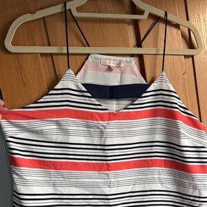 Striped Halter Top with navy and coral Accents